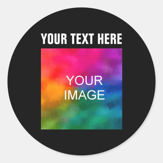 Text Upload Photo Boys Kids Modern Template  Runder Aufkleber (Vorderseite)