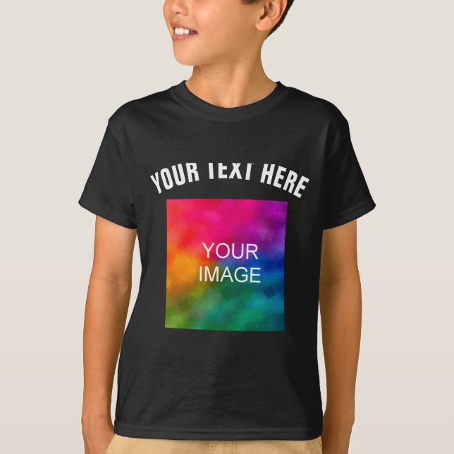 Text Upload Photo Template Boys Kids Modern _1  T-Shirt (Vorderseite)