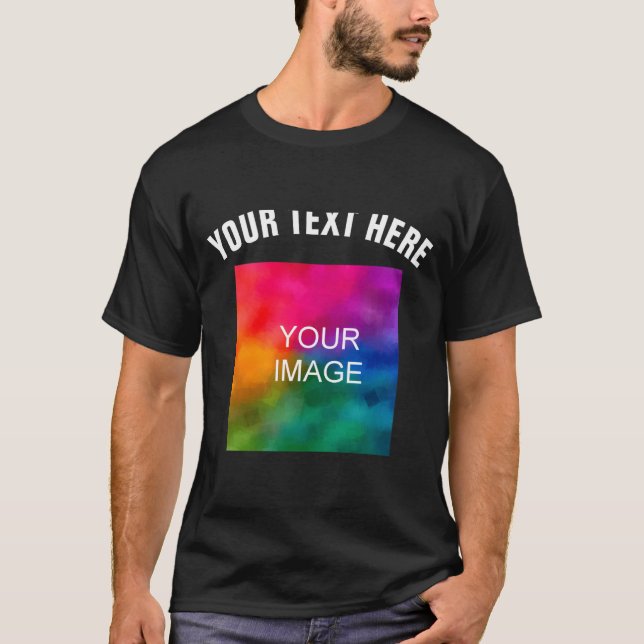 Text Upload Photo Template Boys Kids Modern _1  T-Shirt (Vorderseite)