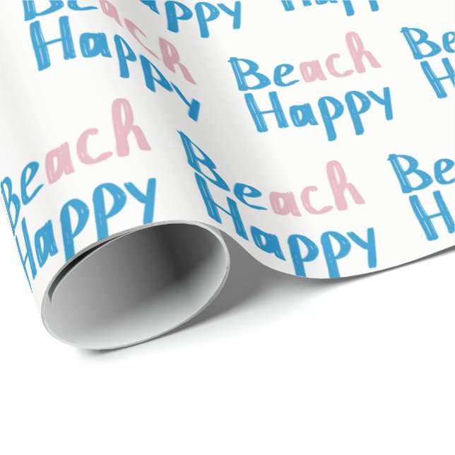 Text von Beach Happy Geschenkpapier (Rolleneckpunkt)