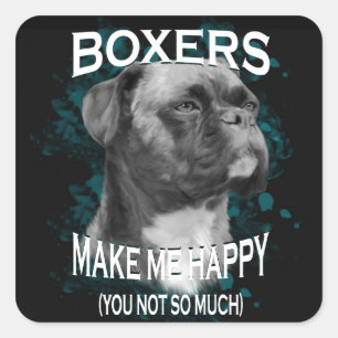Text von Boxer Dog Animal Liebhaber Quadratischer Aufkleber