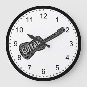 Text von Gitarren-Musiknoten Große Wanduhr
