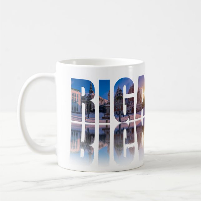 Text von Riga, Lettland Kaffeetasse (Links)
