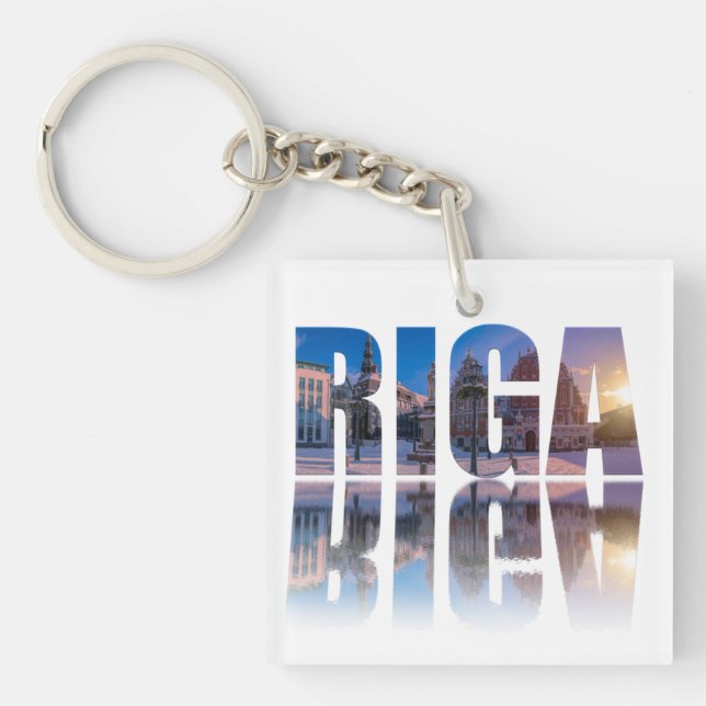 Text von Riga, Lettland Schlüsselanhänger (Vorderseite)