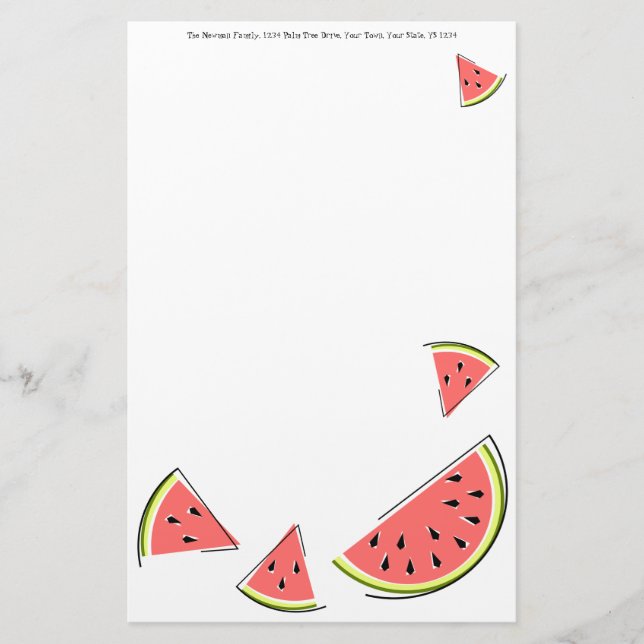 Text von Wassermelonen Briefpapier (Vorderseite)