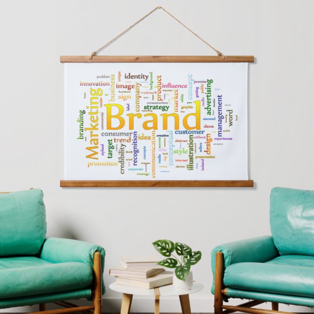 Text zu Markenbezeichnungen und Marketing Wandteppich Mit Holzrahmen (Wohnzimmer)