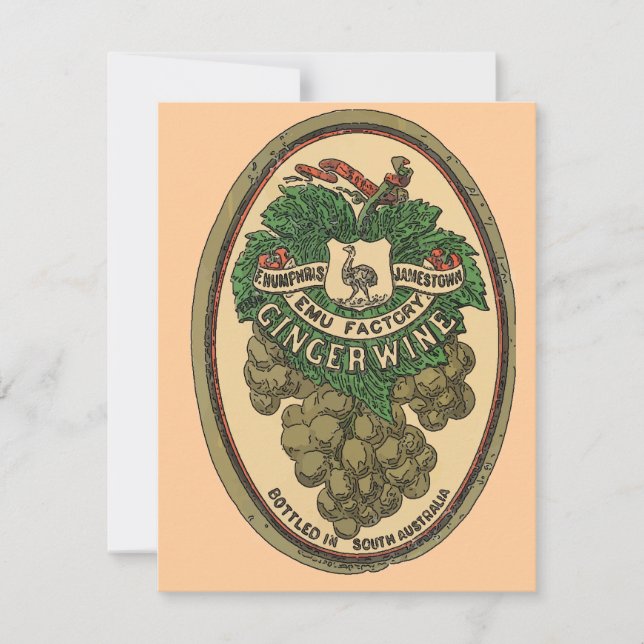 Text zum Bearbeiten alter Ingwer-Weinetiketten Einladung (Vorderseite)