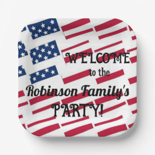 Text zur Kalligraphie der US-amerikanischen Flag T Pappteller