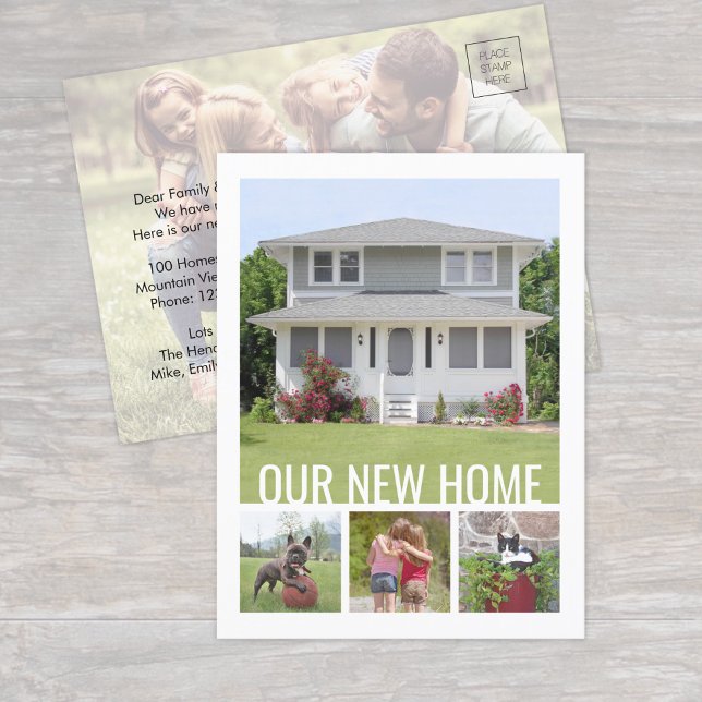 Textänderung der Adresse 5 FotoCollage Bewegend Ankündigungspostkarte (Von Creator hochgeladen)