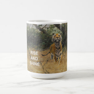 Textangebot für Rise & Shine + Vintage Tigermalere Kaffeetasse