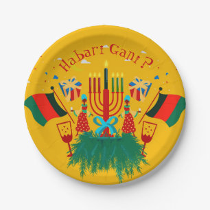 Textbearbeitung passend zur Kwanzaa-Party 7" Pappteller
