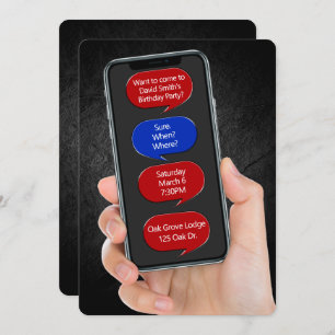 Textblasen für die Geburtstagspartmeldung Einladung