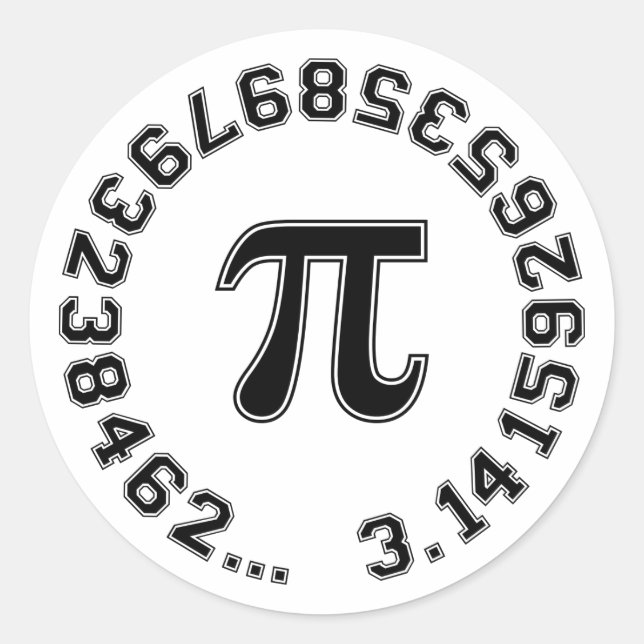 TEXTDESIGN Pi Nummer mathematisches Symbol Runder Aufkleber (Vorderseite)