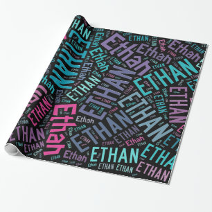 Textdesign von ETHAN Name - Hintergrund ändern Geschenkpapier