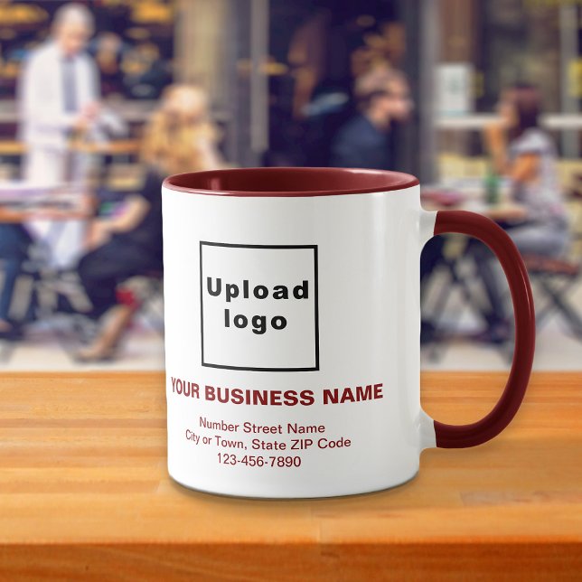 Texte zu den Marken von Maroon und Combo zur Tasse (Build brand name awareness. Maroon and white combo mug with your business brand.)