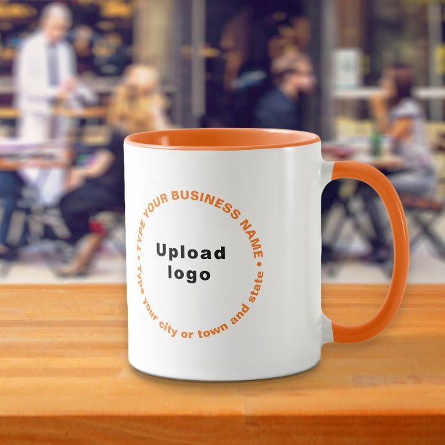 Texte zu Geschäftsmarken mit runden Mustern auf Or Tasse (Build brand name awareness. Round pattern business brand texts on orange color combo mug.)