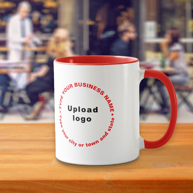 Texte zu "Round Pattern Business Brands" auf "Red  Tasse (Build brand name awareness. Round pattern business brand texts on red combo mug.)