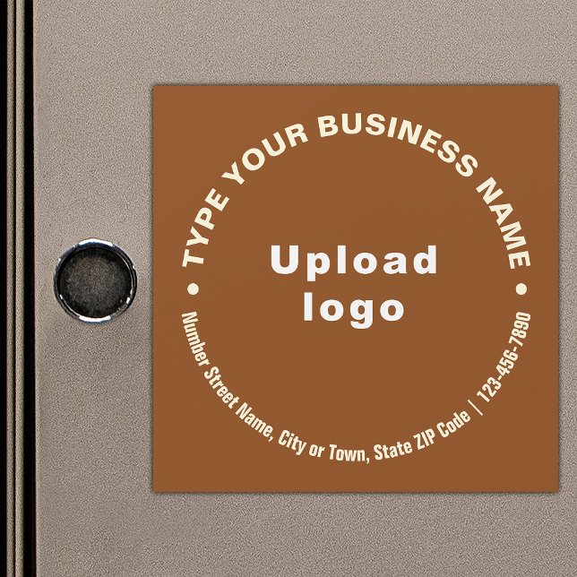 Texte zum Circle Business auf brauner Magnetkarte (Build brand name awareness. Circular pattern texts of business brand on brown magnetic card.)