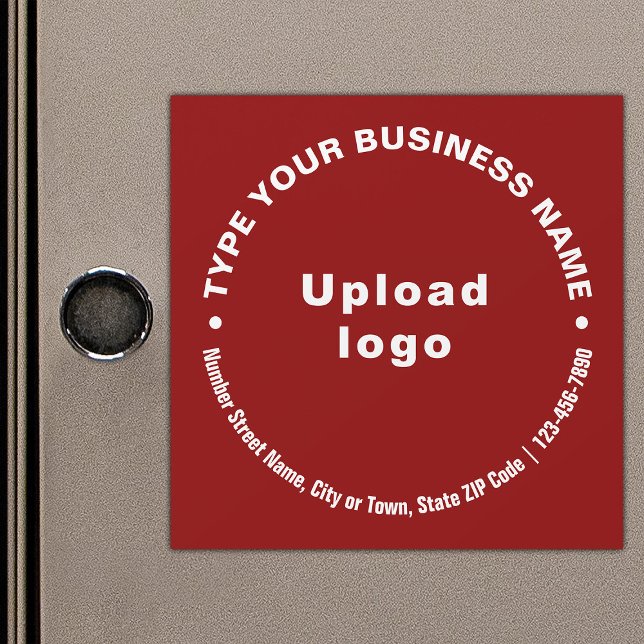 Texte zum Circle Business auf der roten Magnetkart Magnetkarte (Build brand name awareness. Circular pattern texts of business brand on red magnetic card.)