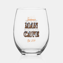 Texteffekt von Man Cave Stemless Wine Glass Trinkb Weinglas Ohne Stiel