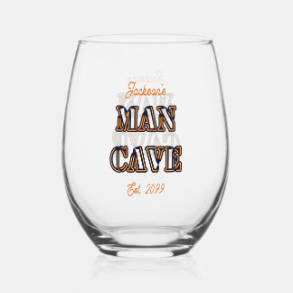 Texteffekt von Man Cave Stemless Wine Glass Trinkb Weinglas Ohne Stiel