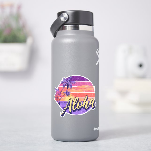 Textentwurf "Aloha" im Retro-Stil Aufkleber (HydroFlask)