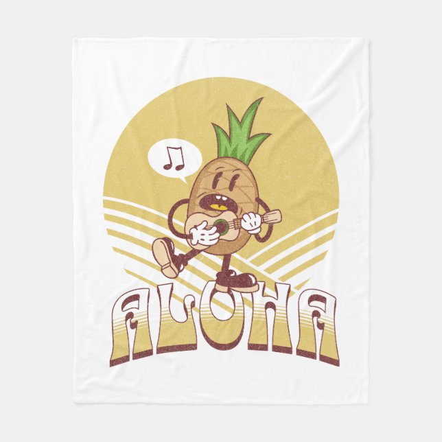 Textentwurf "Aloha" im Retro-Stil Fleecedecke (Vorderseite)
