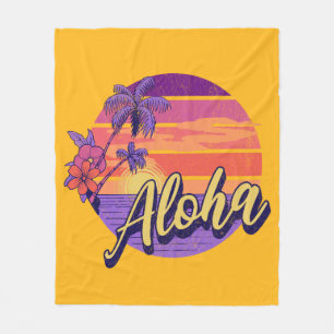 Textentwurf "Aloha" im Retro-Stil Fleecedecke