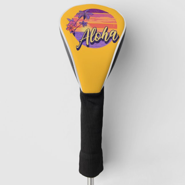 Textentwurf "Aloha" im Retro-Stil Golf Headcover (Vorderseite)
