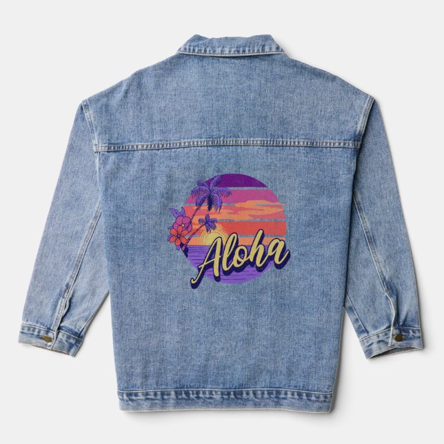 Textentwurf "Aloha" im Retro-Stil Jeansjacke (Rückseite)