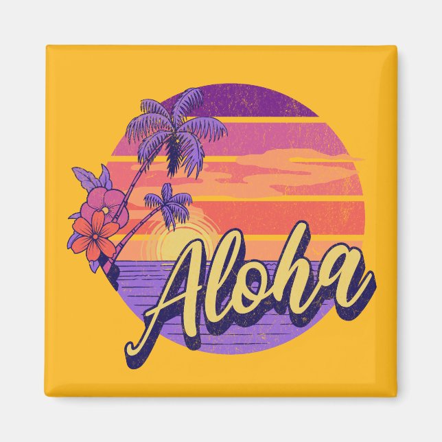 Textentwurf "Aloha" im Retro-Stil Magnet (Vorne)