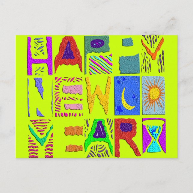 Textentwurf "Happy New Year" Feiertagspostkarte (Vorderseite)