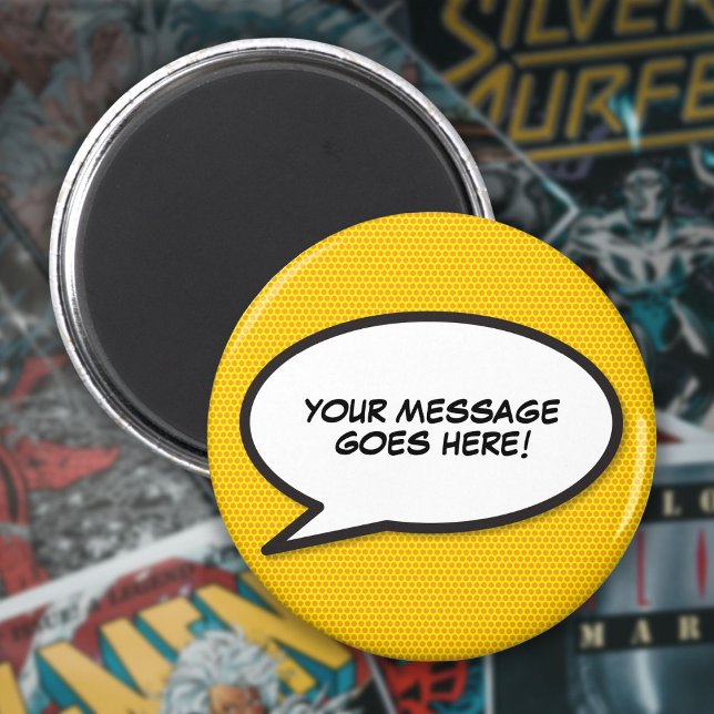 Textfeld "Benutzerdefinierte Meldung" im Comic "Bu Magnet (Custom Message Comic Book Speech Bubble Magnet)