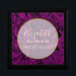 Textfeld "Elegant Lila Bridesmaid" Erinnerungskiste<br><div class="desc">Einfach,  modern,  elegant,  kalligraphisch Gold und lila Bridesmaid Vorschlag Box.</div>