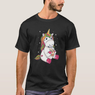 Textfeld Kawaii Einhorn trinken Boba Tea T-Shirt