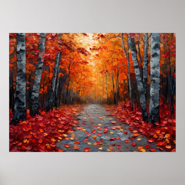 Textierte Herbst-Waldkunst Print für gemütliche Zu Poster (Vorne)