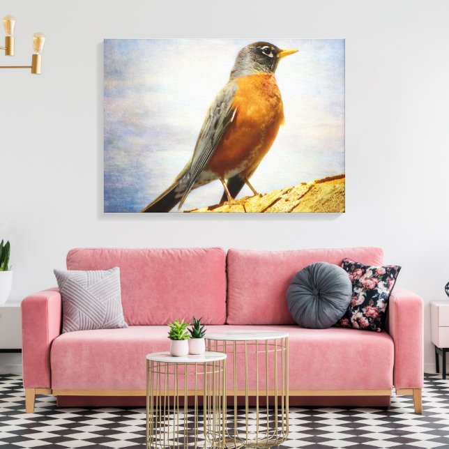 Textil American Robin Stretch Canvas Print Leinwanddruck (Insitu (Wohnzimmer))