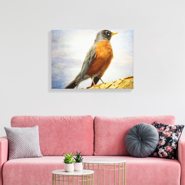 Textil American Robin Stretch Canvas Print Leinwanddruck (Insitu (Wohnzimmer))