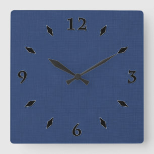 Textil dunkelblau   quadratische wanduhr