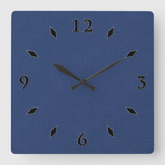 Textil dunkelblau   quadratische wanduhr (Vorderseite)