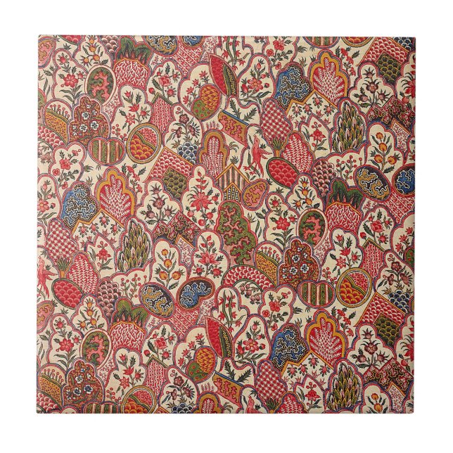Textil--farbige Blumenelemente, Fliese (Vorderseite)