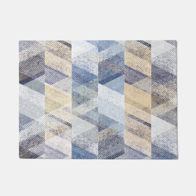 Textil hellblau, beige Zickzack-Servietten Fußmatte (Vorderseite)