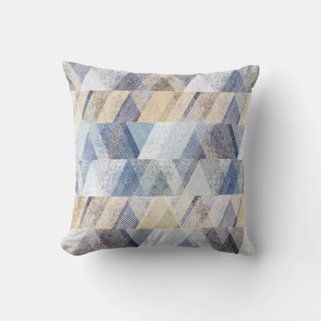 Textil hellblau, beige Zigzag Kissen (Vorderseite)