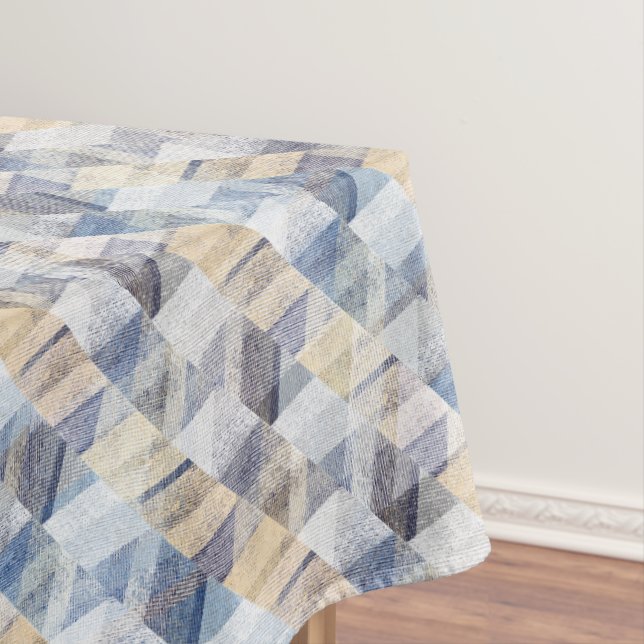 Textil hellblau, beige Zigzag Tischdecke (Beispiel)