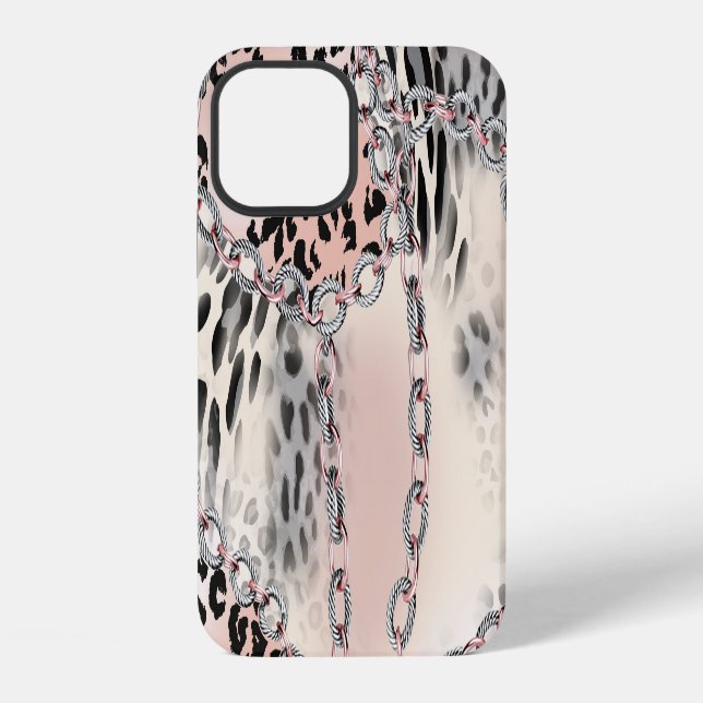 Textil-Leopard: Florales Kettenmuster. iPhone Hülle (Rückseite)