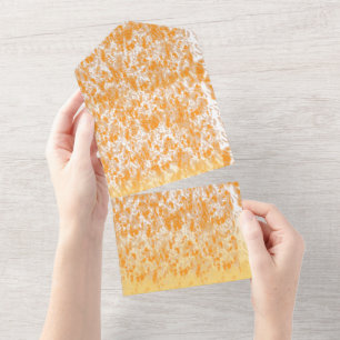 Textil-Muster mit einem lebhaften Orange und Gol All In One Einladung