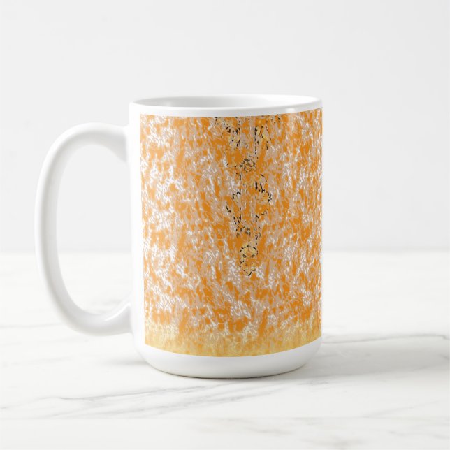 Textil-Muster mit einem lebhaften Orange und Gol Kaffeetasse (Links)
