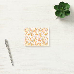 Textil-Muster mit einem lebhaften Orange und Gol Post-it Klebezettel