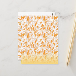 Textil-Muster mit einem lebhaften Orange und Gol Postkarte