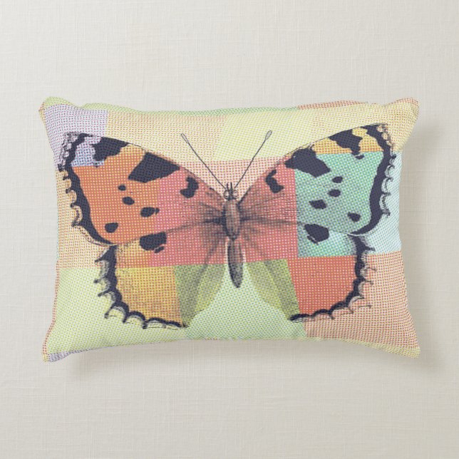 Textil Patchwork Butterfly Print Dekokissen (Vorderseite)